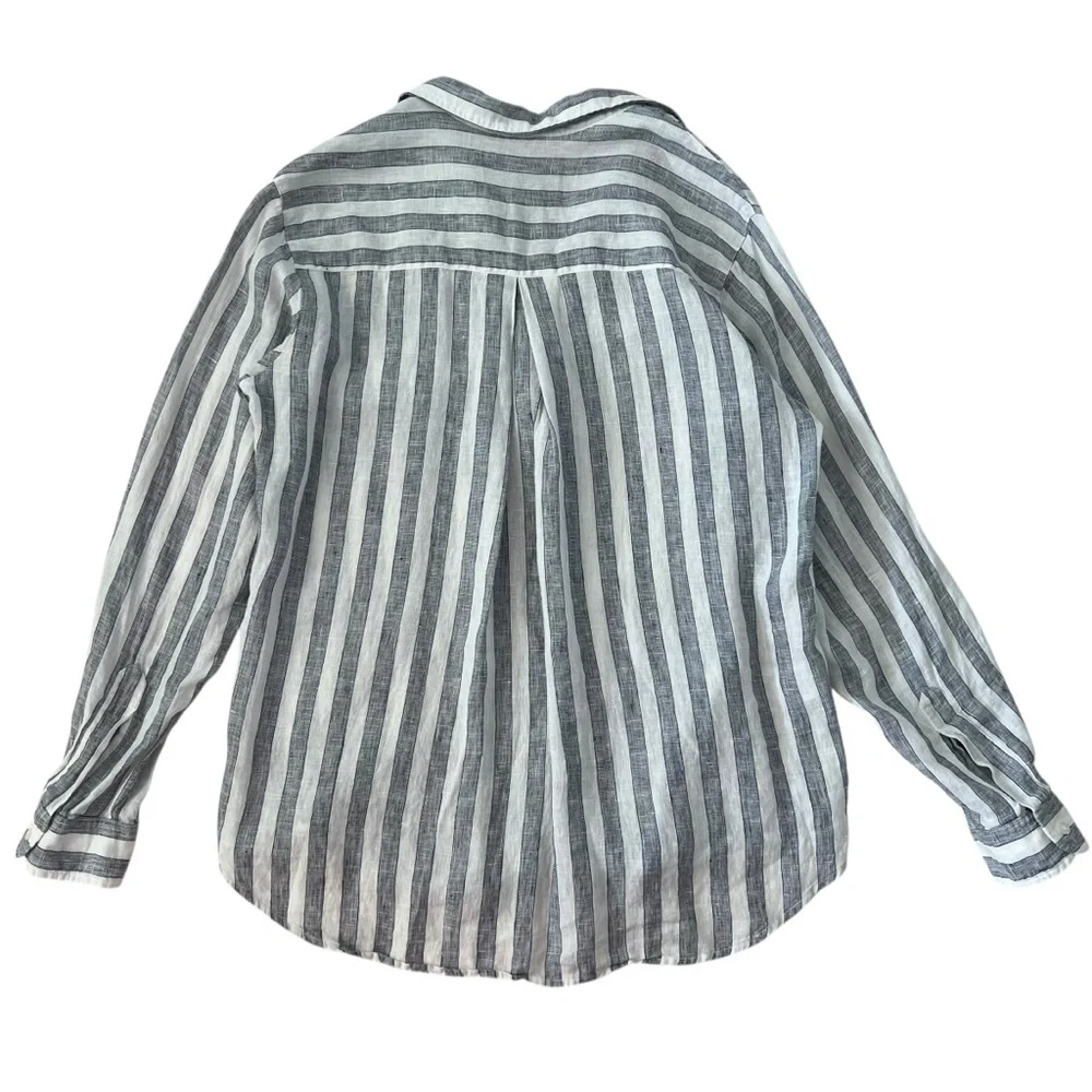 Grayson‎ by Frank & Eileen The Hero 100% Linen Button Up Blue Striped Shirt SZ M - Picture 2 of 13